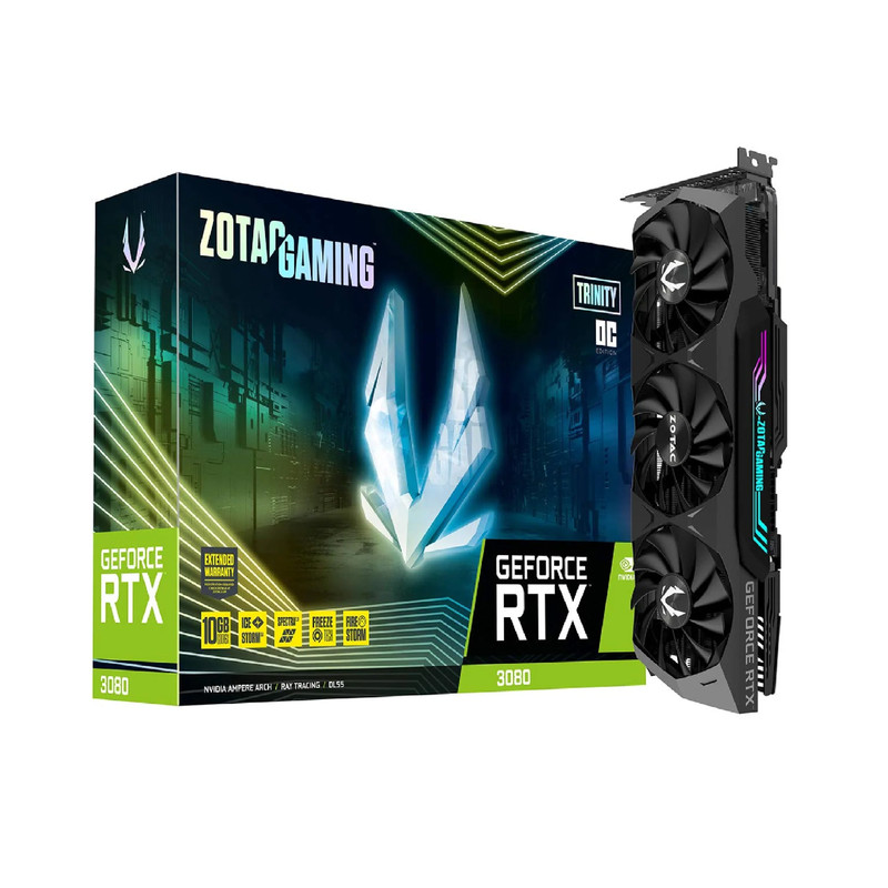 Zotac Gaming GeForce RTX 3080 Trinity OC LHR 10GB GDDR6X Graphics Card ZT-A30800J-10PLHR- كرت الشاشة